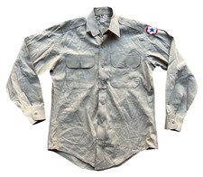 Vintage US Military Poplin Khaki Shirt Mens Size Medium Tan Flying Cross De Luxe