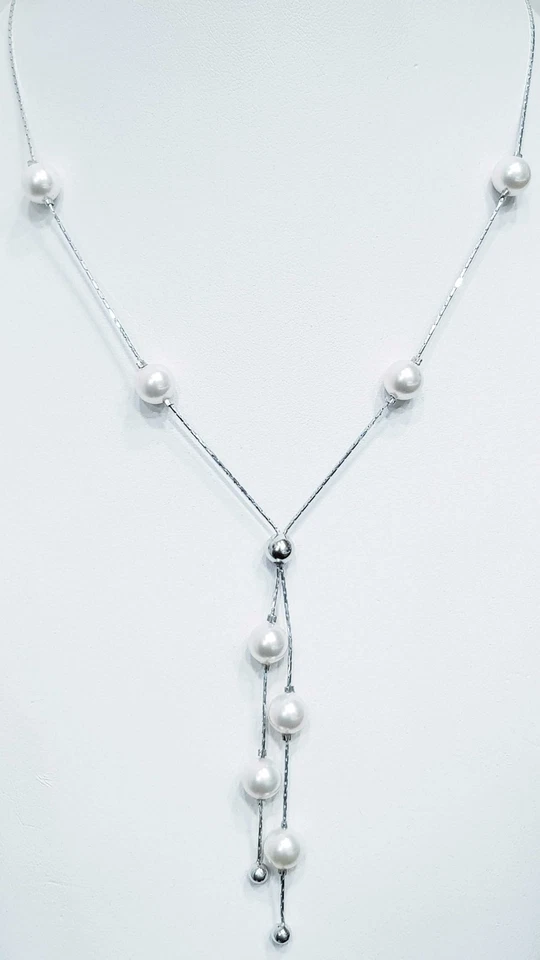 PARURE PERLA PENDENTE ARGENTO RODIATO BIANCO - S.VALENTINO NATALE PASQUA - Immagine 3 di 3