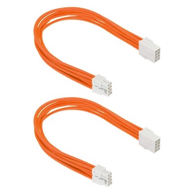 PCIe Cable 8 Pin Male to 8 Pin Male 300mm, 2Pcs GPU Power Cable White Orange