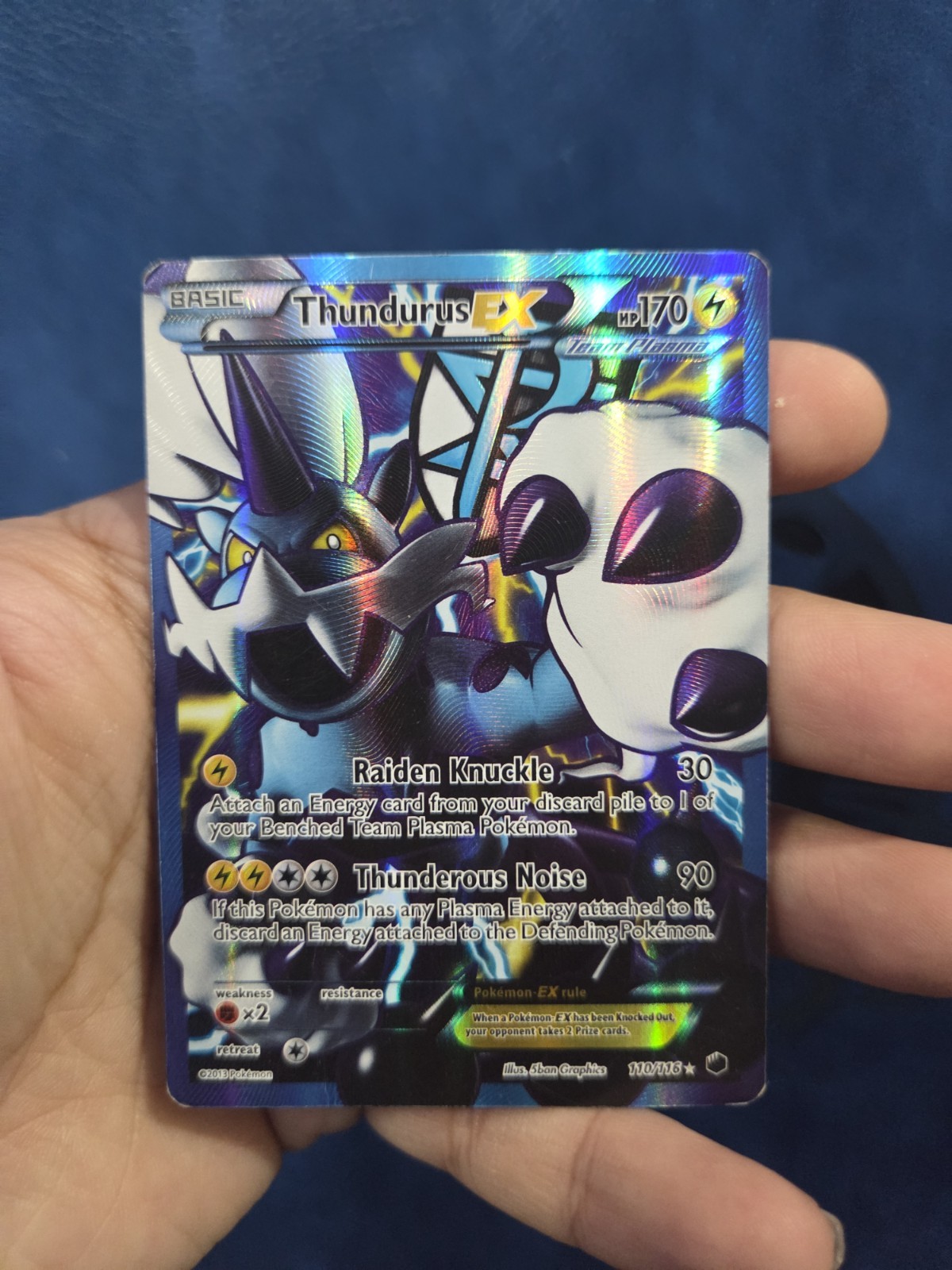 Thundurus EX 110/116 Ultra Rare Plasma Freeze Pokemon English HP