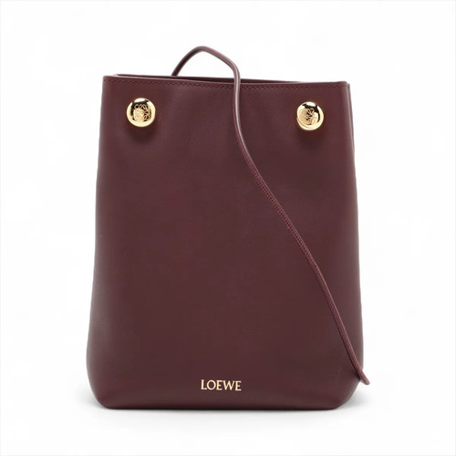 Loewe Pebble Pouch Leather Shoulder bag Bordeaux