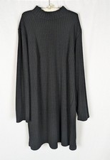 Cider 4XL Black Ribbed Knit Mock Neck Long Sleeve Shift Tunic Winter Dress