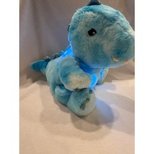 FAO Schwarz Glow Brights LED Dinosaur Plush Toy Blue T-Rex Light Up Stuffie