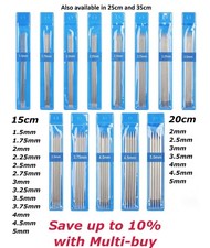 Set of 5 - 15cm 20cm 25cm 35cm Stainless Steel Double Pointed Knitting Needles