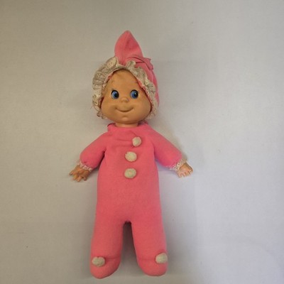 Vintage 1970s Mattel Baby Beans Doll Pink Fleece Sleeper Bonnet Beanbag Body