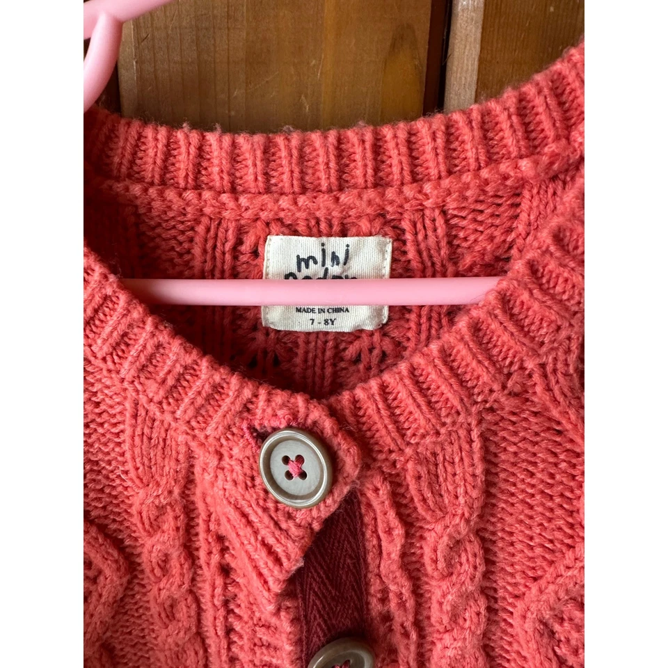 Cárdigan tejido Mini Boden para niñas jóvenes | Naranja quemado tejido con botones | Talla 7-8Y Foto 4 de 4