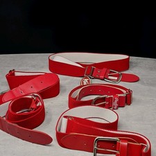 5 Baseball Uniform Belts Lot Youth & Adult Red Adams Rawlings