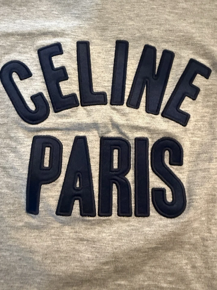 Nueva camiseta con timbre CELINE gris/azul marino 'Celine Paris' talla XS para mujer Foto 2 de 4