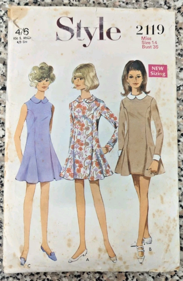 Vintage 1960s Style 2119 Mini-Dress Printed Sewing Pattern Bust 36" - Image 2 of 3