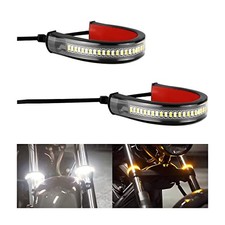 2PCS Motorcycle LED Turn Signal Light, Flexible Switchback Dual-Color White 