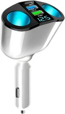 Car Cigarette Lighter Splitter, 2-Socket Adapter with white 