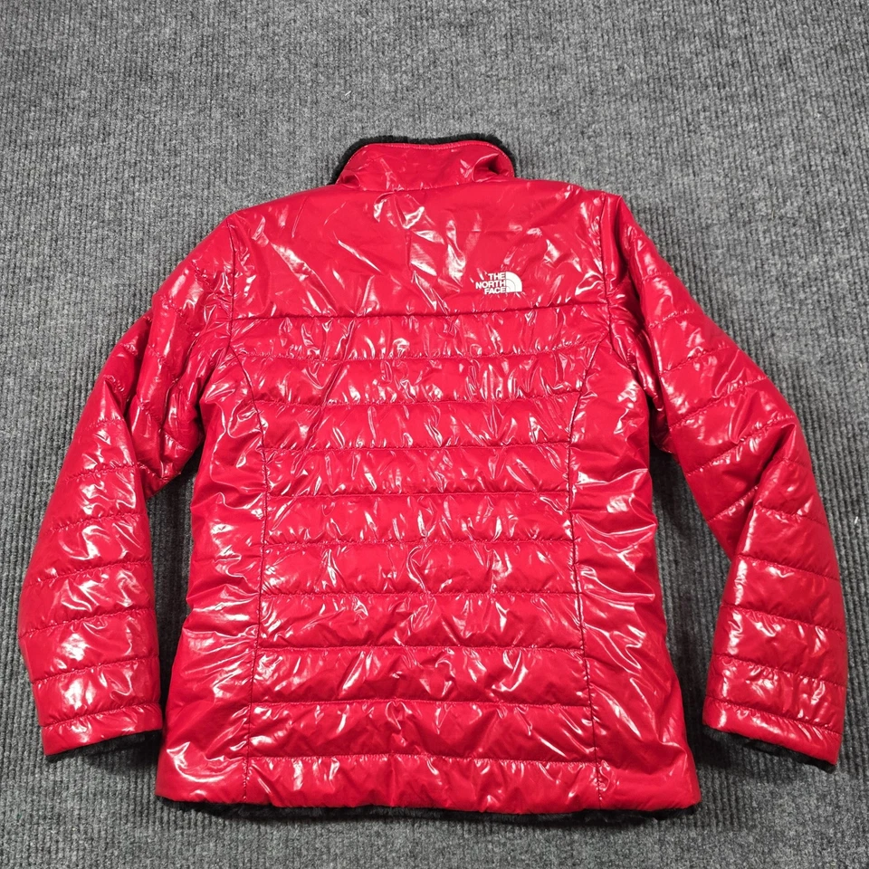 The North Face Mossbud Jacket Girls XL 18 Red Black Reversible Fleece Puffer - Image 2 of 4