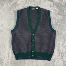 Vintage The Italian Sweater Co Vest Mens L Multicolor Cardigan Made in Italy