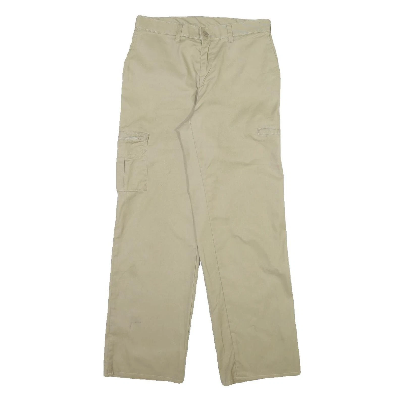 DICKIES Mens Regular Fit Beige Cotton Blend Trousers W30 L30 Cargo Style Zip