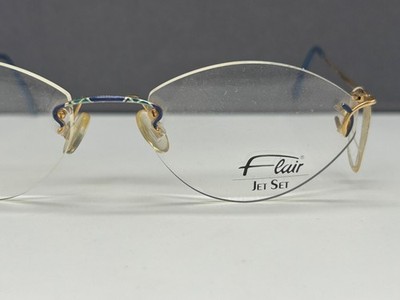 Flair Brille Damen Rund oval  Gold Blau  Randlos 624 NP:230 