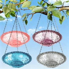 4 Pack Hanging Bird Bath Feeder Tray 15.7 Inch Metal Chain Weather Resistant ...