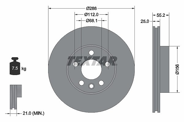 2X Textar Bremsscheibe Vorderachse U.A. FüR Ford, Seat, VW-image