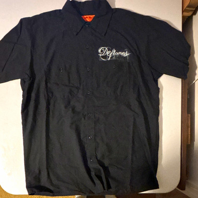 Red Kap Men's L Black Deftones Graphic Twill Work Shirt Short Sleeve Vintage Y2K