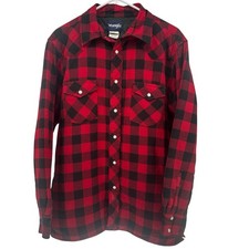 NWT Wrangler Men's Long Sleeve Quilted Lined Flannel Shirt Jacket - Size M