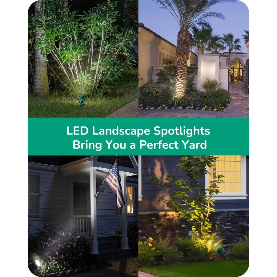 120V Waterproof LED Outdoor Spotlight with 5 Extra Color Lenses for Yard Flag Tr