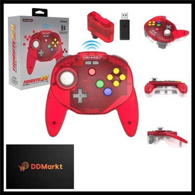 Retro-Bit Tribute64 2.4Ghz Wireless Controller For N64, Switch, PC, Mac and O...