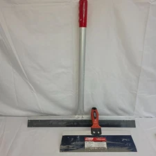 Drywall Taping Knife Set 14" Wal-Board Tools & 24" Aluminum Squeegee Red Handle
