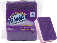 Scratch-Kitchen Dish Sponges, Purple Cellulose Scrubber Sponge with Scouring Pad