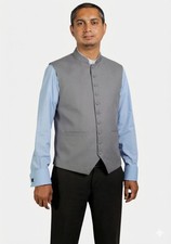 Gray Clergy Vest with Contrast Trim, Men's Pastor Clothing
