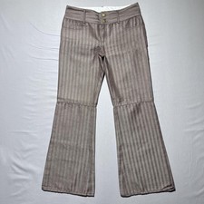 Alice + Olivia Brown Striped Retro Y2k Flare Leg Mid Rise Pants Womens 6 NYC