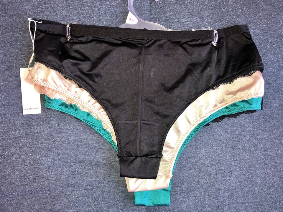 Paquete de 3 bragas de bikini Rampage para mujer satinadas sedosas lisas talla XL nuevas con etiquetas Foto 3 de 3