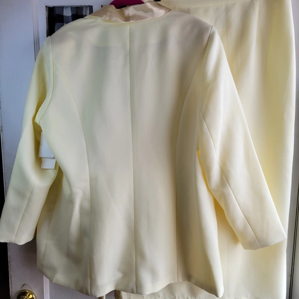 Lew Magram 系列浅黄色长袖夹克裙套装 18W 码全新 — 第 4/4 张图片