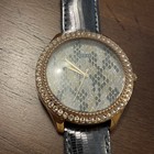NEW GUESS ROSE GOLD TONE,GRAY PYTHON LEATHER BAND,CRYSTAL GLITZ WATCH-W0626L2 — photo 2