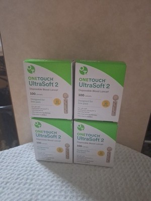 4 Boxes Of 100 Each ONE TOUCH UltraSoft 2 Lancets Fine 30G Exp. 10/2028 NEW  !!!