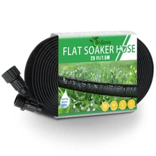 Flat Soaker Hose 25ft, Heavy Duty Double Layer Design, Drip Irrigation Hose