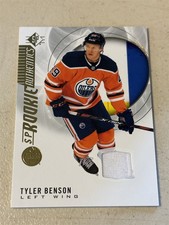 2020-21 Tyler Benson SP Rookie Authentics relic jersey - white patch card 122. rookie card picture