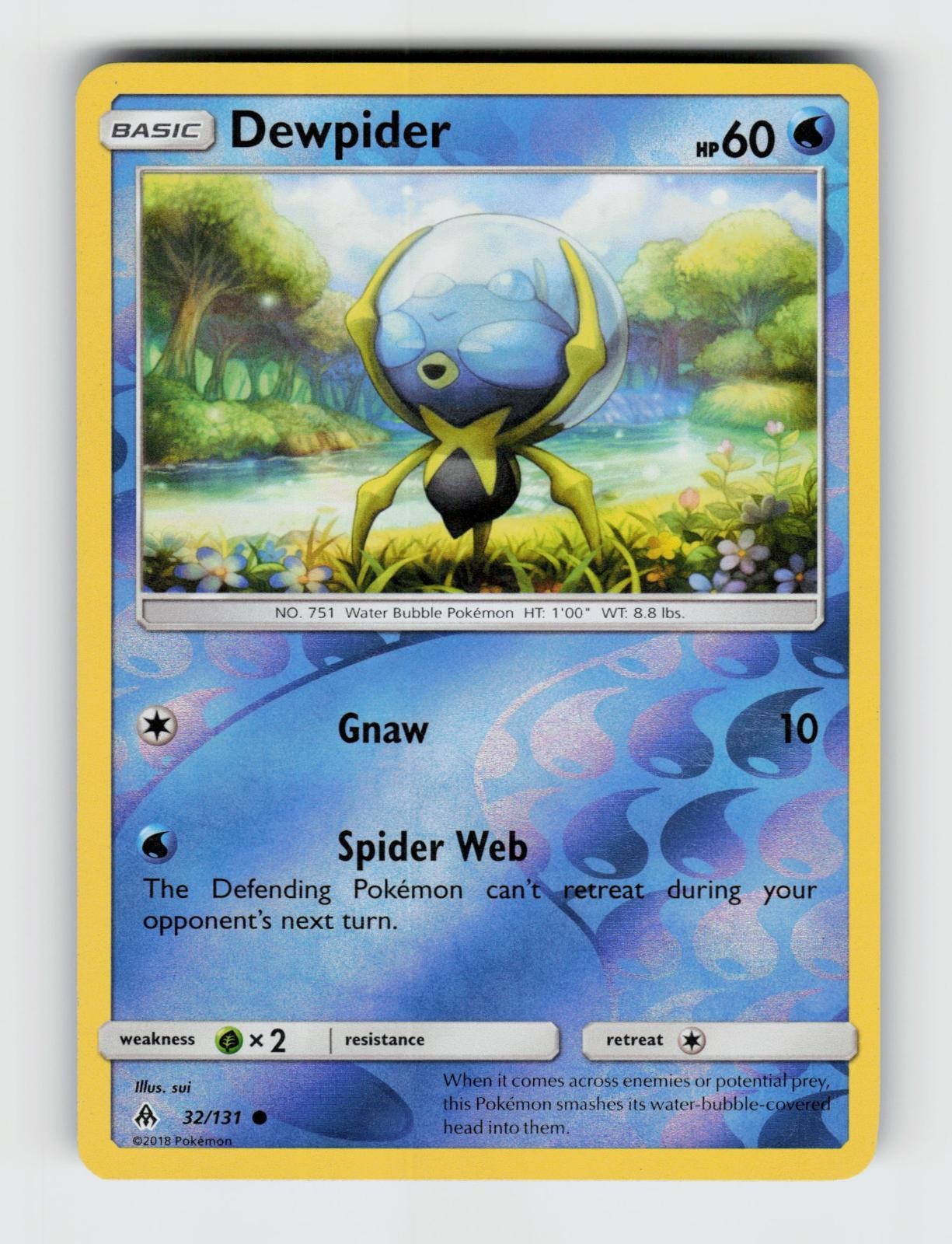 Dewpider 32/131 Reverse Holo Common Forbidden Light Pokemon 2018 LP sui