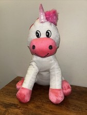 Sparkly Unicorn Plush Stuffed Animal White  Pink 10" Soft Toy Sparkle Horn