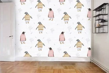 3D Penguin Pattern Kids Self-adhesive Removeable Wallpaper Wall Mural