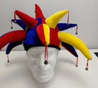 Adult Jester Costume Hat Yellow Blue Red with Bells One Size