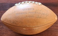 1969 Dallas Cowboys autographed football Roger Staubach Rookie season 40 players