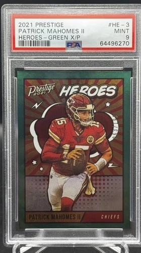 Patrick Mahomes II 2021 Panini Prestige Heroes Xtra Points Green #/199 PSA 9 MT