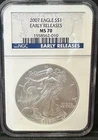 2007 AMERICAN SILVER EAGLE NGC MS 70 Early Releases