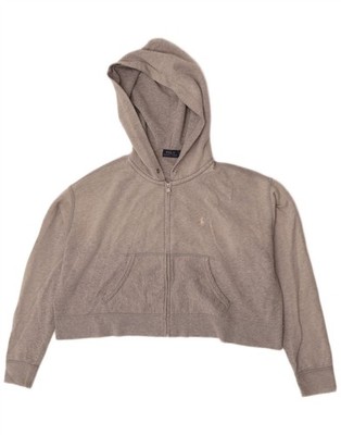 Polo Ralph Lauren Damen Crop Oversized Zip Hoodie Pullover UK 6 XS Grau DP18