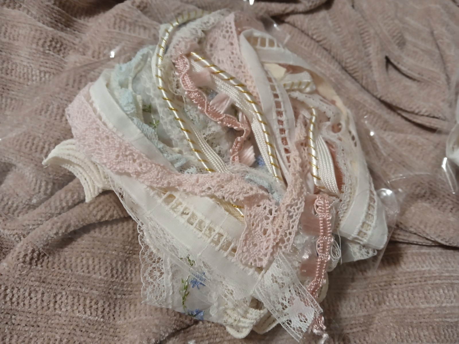 Craft Ribbons, Lace , Seam Binding, Fibers, String, Junk Journal, Scrapbooking. 