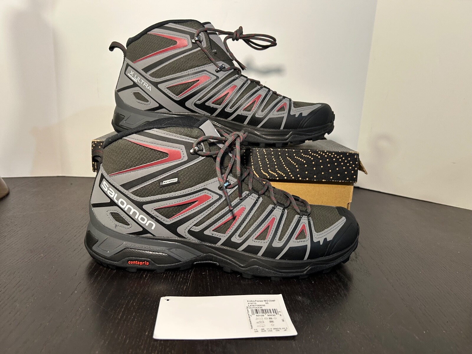 Scarpe da trekking Salomon X Ultra Pioneer Mid CSWP nero grigio rosso da uomo taglia 11 5