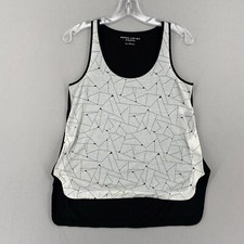 Athleta Derek Lam 10C Geometric Print Tank Top Womens XS White Black Hi-Low