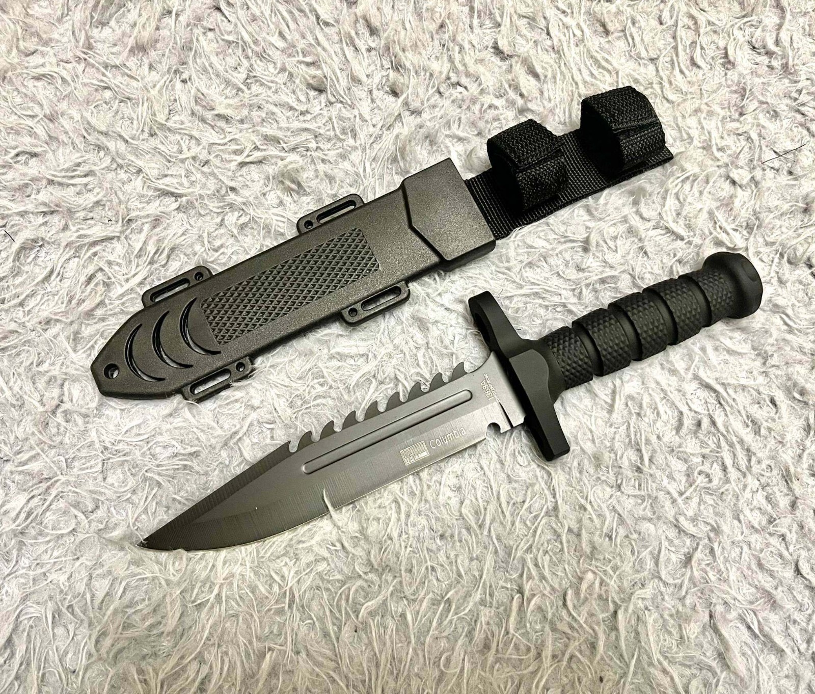 COLUMBIA Fixed Blade Knife Large Bowie Camping Hunting Survival Pocket