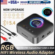 Bluetooth 5.4 Transmitter Receiver 4 IN 1 Wireless Audio 3.5mm Jack Aux Adapter