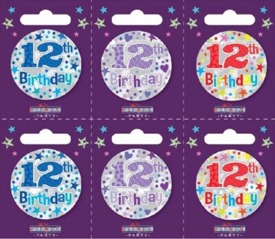 Age 12 12th Happy Birthday Badge Boy Girl Small Children Party