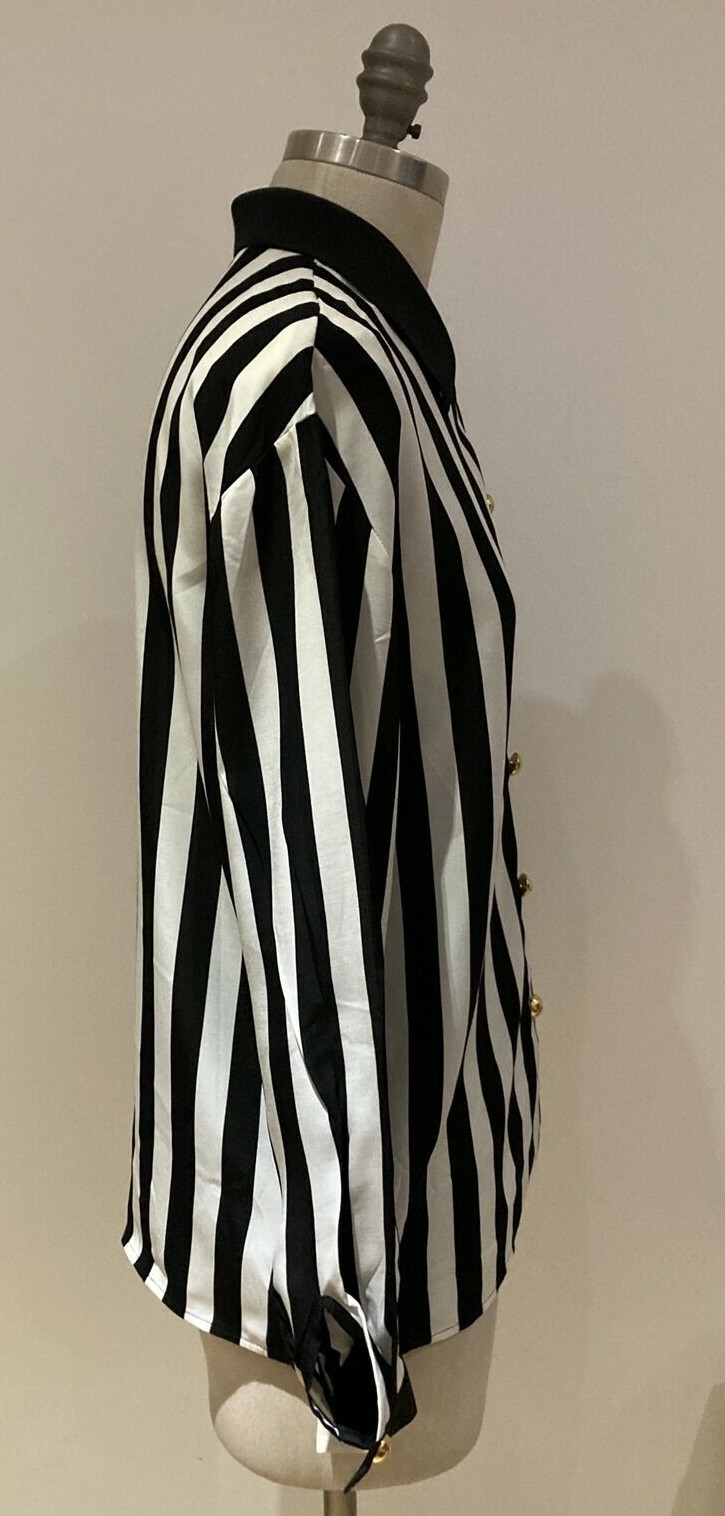 Vintage Black/White Striped St Michael Blouse/Shirt Size 33" Bust, BNWT, RRP £25 5